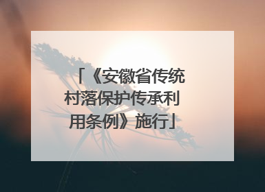 《安徽省传统村落保护传承利用条例》施行